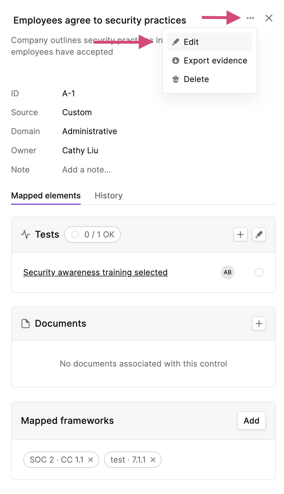 Controls Page – Vanta