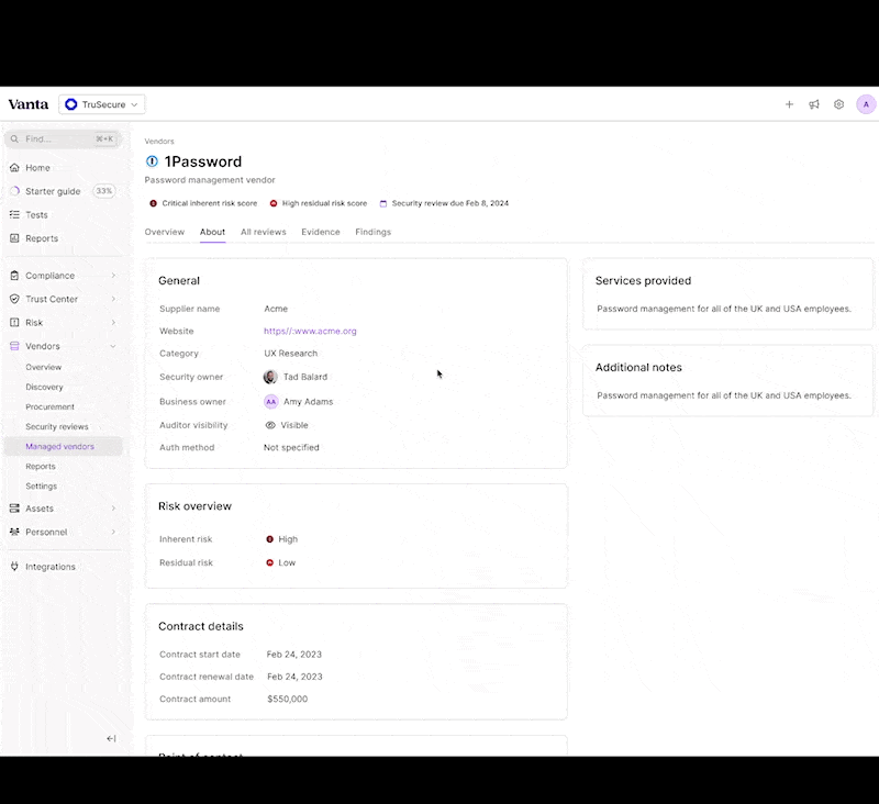 Custom field values on vendor profile